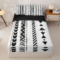 thumbnail image 1 of Homewish Retro Bohemian Geometric Zipper Twin Comforter Sets with Fitted Sheet and 2 Pillowcases,Boho Exotic Style Zipper Bedding Set,White,Black Reversible,4pcs, 1 of 8