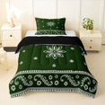 thumbnail image 1 of Homewish Retro Boho Paisley Twin Comforter Sets,Vintage Geometric Art Bedding Set,Green,Black Reversible,2-Piece,1 Comforter and 1 Pillowcase, 1 of 7