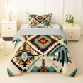 thumbnail image 1 of Homewish Retro Boho Rhombus Twin Comforter Sets,Bohemian Exotic Style Bedding Set,Cream Teal,Light Gray Reversible,2-Piece,1 Comforter and 1 Pillowcase, 1 of 7