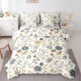 thumbnail image 1 of Homewish Romantic Bohemian Flower 7-Piece Twin Bedding,Vintage Boho Plants Bedding Comforter Set,Cream,Light Gray Reversible, 1 of 8
