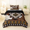 thumbnail image 1 of Homewish Rustic Cattle Hide Twin Comforter Sets,Boho Farm Animals Print Bedding Set,Brown White,Black Reversible,2-Piece,1 Comforter and 1 Pillowcase, 1 of 7