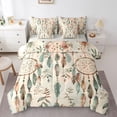 thumbnail image 1 of Homewish Vintage Bohemian Dreamcatcher 7pcs Queen Bedding,Green Feathers Bedding Comforter Set Queen,Light Gray Reversible, 1 of 8