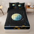 thumbnail image 1 of Homewish Vintage Boho Floral Zipper Full Size Comforter Sets with Fitted Sheet and 2 Pillowcases,Blue Yellow Gradient Moon Zipper Bedding Set,Black Reversible,4pcs, 1 of 8