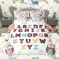thumbnail image 1 of Homewish 26 Letters Alphabet 7-Piece Bedding Comforter Set,Cute Cartoon Owls King Bedding Sets,White Brown Pink Bed Sheets For Girl Boys,Microfiber Bedroom Decor Reversible, 1 of 8