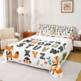 thumbnail image 1 of Homewish 26 Letters Alphabet Bed Sheets,Cartoon Fox Mushroom King Sheets,White Orange Black Sheet Set For Girl Boys,Microfiber Bedroom Decor,4-Piece, 1 of 7