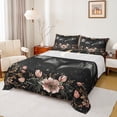 thumbnail image 1 of Homewish 4-Piece 3D Black Bat Western Farmhouse Floral King Sheet Set, 1 of 7