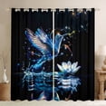 thumbnail image 1 of Homewish 3D Blue Hummingbird Black Out Curtains, Lake Lotus Flower Curtains Pack of 2 (42x63 Each), Dreamy Glitter Stars Galaxy Bedroom Curtains, Living Room Curtains Decor, 1 of 7