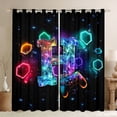 thumbnail image 1 of Homewish 3D Cartoon Gamepad Print Blackout Curtains,Geometric Hexagon Curtains Pack of 2 (42x84 Each), 1 of 6