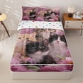 thumbnail image 1 of Homewish 3D Cat Print Zipper Full Size Comforter Sets with Fitted Sheet and 2 Pillowcases for Kids, Pink Flower Floral Zipper Bedding Set, Polka Dots Reversible, 4pcs, 1 of 6