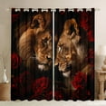 thumbnail image 1 of Homewish 3D Couple Lion Black Out Curtains, Valentine's Day Rose Curtains Pack of 2 (42x63 Each), Romantic Couple Anniversary Bedroom Curtains, Curtains and Drapes Bedroom Decor, 1 of 7