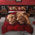 thumbnail image 1 of Homewish 3D Couple Lion Full Size Comforter Sets for Lover, Valentine's Day Rose Bedding Comforter Set, Romantic Anniversary Reversible Bedding Sets, Luxury Bedroom Decor, 3 Pieces, 1 of 8