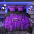 thumbnail image 1 of Homewish 3D Gamepad Lover Bedding Comforter Set 7 Pieces for Kids, Mystic Purple Stripe Line Full Bedding Set, Video Game Player Reversible Fitted Sheet Flat Sheet, Super Cozy Room Decor, 1 of 7
