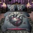 thumbnail image 1 of Homewish 3D Heart Print 7 Pieces Bedding Comforter Set,Spooky Valentines Day Full Bedding Set,Black Red Fitted Sheet Flat Sheet For Men Women,Ultra Soft Home Decor Reversible, 1 of 8