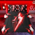 thumbnail image 1 of Homewish 3D Lightning Print 7 Pieces Bedding Comforter Set,Cute Cartoon Pattern Full Bedding Set,Red Black Fitted Sheet Flat Sheet For Kids,Breathable Home Decor Reversible, 1 of 8