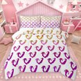 thumbnail image 1 of Homewish 3D Loves Pattern Queen Comforter Set,Modern Graffiti Bedding Sets,Gold Purple White Bedding Comforter Set For Girls,Breathable Home Decor Reversible,3 Pieces, 1 of 8