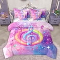 thumbnail image 1 of Homewish 3D Music Melody 7-Piece Bedding Comforter Set,Colorful Musical Notes King Bedding Sets,Pink Purple Ombre Bed Sheets For Girls Kids,Super Cozy Room Decor Reversible, 1 of 8