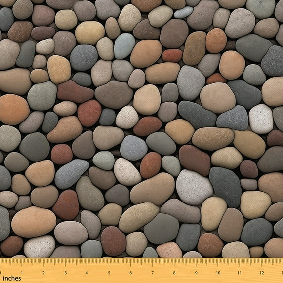 Homewish 3D Pebble Fabric by the Yard 1 Yard,Stone Theme Home Decor Fabric by the Yard,Garden Cobble Print Sewing Fabric For Men Women,Ultra Soft Home Decor