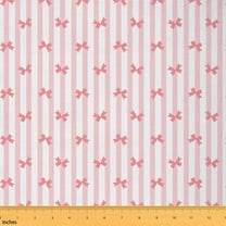 Homewish 3D Princess Ribbon Fabric by the Yard 1 Yard for Girls, Kawaii Cartoon Bow Room Decor Fabric by the Yard, Chic Pink Stripe Sewing Fabric, Luxury Bedroom Decor