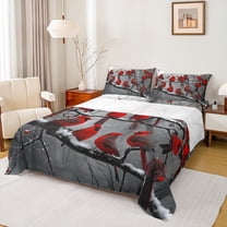 Homewish 3D Red Robin Queen Sheet Sets for Women, Winter Rustic Bird Animal Flat Sheet, Western Christmas Queen Fitted Sheet, Super Cozy Room Decor, 4 Pieces