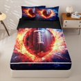 thumbnail image 1 of Homewish 3D Rugby Print Zipper Full Size Comforter Sets with Fitted Sheet and 2 Pillowcases for Boy, Football Sport Zipper Bedding Set, Black Reversible, 4pcs, 1 of 6