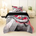 thumbnail image 1 of Homewish 3D Spiral Print Twin Comforter Sets,Modern Aesthetic Bedding Set,Red,Black Reversible,2-Piece,1 Comforter and 1 Pillowcase, 1 of 7