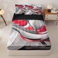 thumbnail image 1 of Homewish 3D Spiral Print Zipper Twin Comforter Sets with Fitted Sheet and 2 Pillowcases,Modern Aesthetic Zipper Bedding Set,Red,Black Reversible,4pcs, 1 of 8