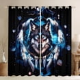 thumbnail image 1 of Homewish 3D Tribal Wolf Black Out Curtains, Mystic Outer Space Curtains Pack of 2 (42x63 Each), Boho Jungle Animal Bedroom Curtains, Window Curtains Decor, 1 of 6