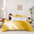 thumbnail image 1 of Homewish Abstract Artwork Bedding,Gold Stone Pattern Duvet Cover Full,Light Gray Reversible,3pcs,1 Duvet Cover and 2 Pillowcases, 1 of 6