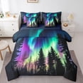 thumbnail image 1 of Homewish Abstract Aurora Bedding Comforter Set 7-Piece for Teens Boys Girls,Jungle Woodland King Bedding Sets,Gradient Ombre Ultra Soft Bed Sheets,Breathable Home Decor,Reversible, 1 of 8