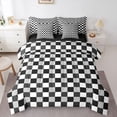 thumbnail image 1 of Homewish Abstract Buffalo Bedding Comforter Set 7-Piece for Female Men Adults,Geometric Plaid Grid King Bedding Sets,Vintage Aesthetic Ultra Soft Bed Sheets,Lightweight Room Decor,Reversible, 1 of 8