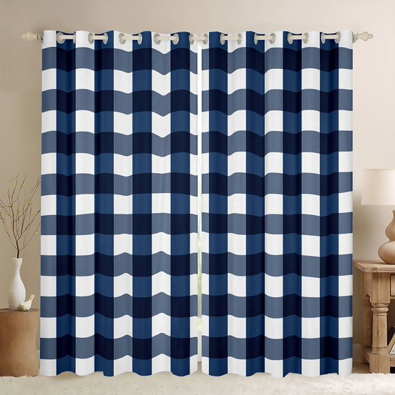 Homewish Abstract Buffalo Curtains Pack of 2 (42x84 Each) for Female Men Adults,Geometric Plaid Grid Curtains Blackout,Vintage Aesthetic Bedroom Curtains,Lightweight Room Decor