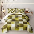 thumbnail image 1 of Homewish Abstract Checkered Quilt King,Aesthetic Artwork King Coverlet Set,Yellow,3pcs, 1 of 7