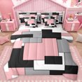 thumbnail image 1 of Homewish Abstract Checkered Square 7-Piece Twin Bedding Sets,Pink Black Gray Bedding Comforter Set,Geometric Plaid Grid Sheet Sets For Girls Kids,Microfiber Bedroom Decor, 1 of 8