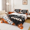 thumbnail image 1 of Homewish Abstract Gamer 4pcs Bed Sheets For Teens Boys Girls,Video Game King Sheets,Black Orange Super Cozy Sheet Set,Lightweight Room Decor, 1 of 7