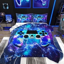 Homewish Abstract Gamer Bedding Comforter Set 2pcs for Teens Boys Girls,Lightning Video Game Twin Comforter Sets Microfiber,Universe Galaxy Breathable Bedding Set,Breathable Home Decor,Reversible