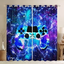 Homewish Abstract Gamer Black Out Curtains for Teens Boys Girls,Lightning Video Game Curtains Pack of 2 (42x63 Each),Universe Galaxy Bedroom Curtains,Breathable Home Decor