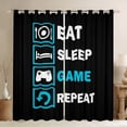 thumbnail image 1 of Homewish Abstract Gamer Black Out Curtains for Teens Boys Girls,Video Game Curtains Pack of 2 (42x63 Each),Black Blue White Bedroom Curtains,Breathable Home Decor, 1 of 6