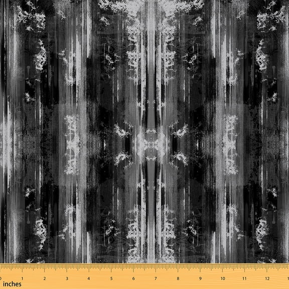 Homewish Abstract Geometric Art Fabric by the Yard 3 Yard,Minimalist Aesthetic Graffiti Sewing Fabric,Black Gray Ombre Room Decor Fabric by the Yard For Teens,Super Cozy Room Decor