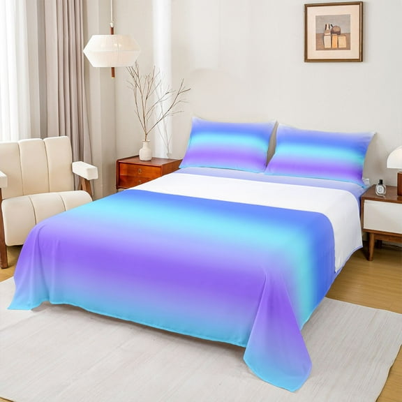 Homewish Abstract Gradient 3pcs Twin Sheet Sets For Teens Boys Girls,Tie Dye Twin Fitted Sheet,Watercolor Ombre Breathable Flat Sheet,Lightweight Room Decor