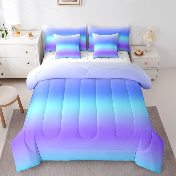 Homewish Abstract Gradient 7-Piece Twin Bedding Sets For Teens Boys Girls,Tie Dye Bedding Comforter Set,Watercolor Ombre Breathable Sheet Sets,Lightweight Room Decor,Reversible