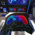 thumbnail image 1 of Homewish Abstract Gradient Gamer Bedding Comforter Set 2pcs for Teens Boys Girls,Video Game Twin Comforter Sets Microfiber,Geometric Honeycomb Hexagon Breathable Bedding Set,Breathable Home Decor, 1 of 8
