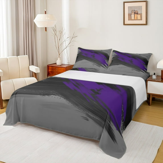 Homewish Abstract Graffiti Splash 4pcs Bed Sheets For Children Teens Adults,Minimalist Watercolor King Sheets,Gradient Ombre Minimalism Super Cozy Sheet Set,Super Cozy Room Decor