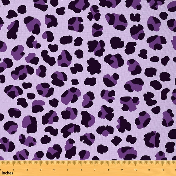 Homewish Abstract Leopard Print Fabric by the Yard 1 Yard,Jungle Wildlife Cheetah Home Decor Fabric by the Yard,Purple Black Sewing Fabric For Kids,Microfiber Bedroom Decor