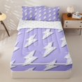 thumbnail image 1 of Homewish Abstract Lightning Pattern Zipper Twin Comforter Sets with Fitted Sheet and 2 Pillowcases,Purple And White Zipper Bedding Set For Girls Boys,Reversible,4-Piece, 1 of 7