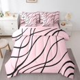 thumbnail image 1 of Homewish Abstract Lines 7-Piece Twin Bedding,Minimalism Artwork Bedding Comforter Set,Black Pink,Pink Reversible, 1 of 8