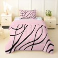thumbnail image 1 of Homewish Abstract Lines Twin Comforter Sets,Minimalism Artwork Bedding Set,Black Pink,Pink Reversible,2 Pieces,1 Comforter and 1 Pillowcase, 1 of 7
