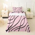 thumbnail image 1 of Homewish Abstract Lines Twin Sheets,Minimalism Artwork Bedding,Black Pink,3 Pieces,1 Fitted Sheet and 1 Pillowcase, 1 of 6