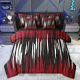 thumbnail image 1 of Homewish Abstract Ombre Stripes 7-Piece Bedding Comforter Set,Modern Geometric Pattern King Bedding Sets,Red White Line Bed Sheets For Adults,Breathable Home Decor Reversible, 1 of 8