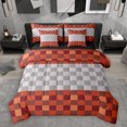 thumbnail image 1 of Homewish Abstract Pixel Plaid 7-Piece Twin Bedding Sets,Minimalist Geometric Checkered Bedding Comforter Set,Gray Orange Grid Sheet Sets For Teens,Ultra Soft Home Decor Reversible, 1 of 8