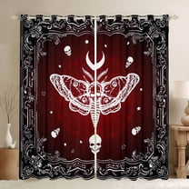 Homewish Abstract Skull Moth Black Out Curtains for Teens,Gothic Style Curtains Pack of 2 (42x63 Each),Black Red Bedroom Curtains,Ultra Soft Home Decor